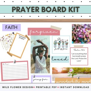 Kit de tableau de prière imprimable, cartes de prière, cartes bibliques, louange et gratitude