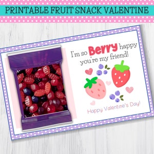 Tarjeta de San Valentín imprimible con refrigerio de frutas, somos amigos, Berry Happy