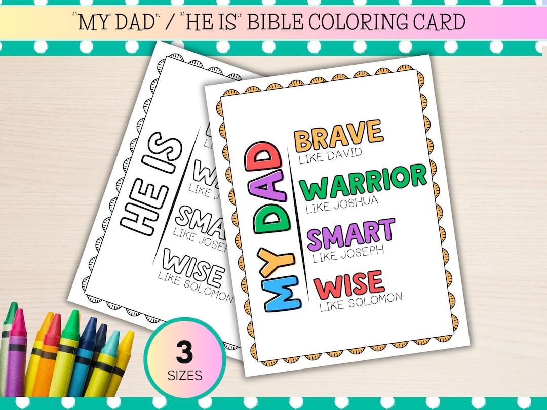 Printable My Dad Bible Coloring Card Christian Dad Gift Printable Printable My Dad Bible Coloring Card Christian Dad Gift Printable