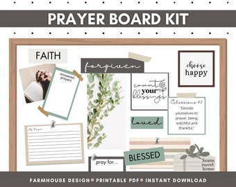 Printable Prayer Board Kit, Scripture Cards, Farmhouse Style (Digital Download)
