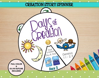 Printable Days of Creation Spinner Craft for kids, Christian Preschool Printables, Sunday School, Homeschool, VBS