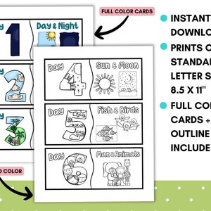 Days of Creation Matching Game for Kids, Christian Preschool Printables ...