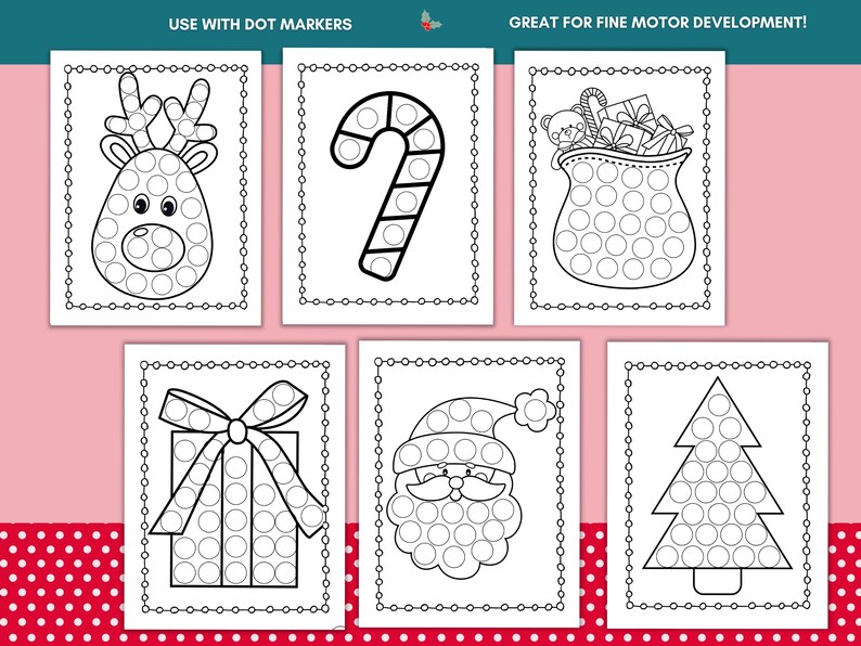 Holiday Dot Art Printable, Christmas Dot Marker Coloring Pages - Etsy