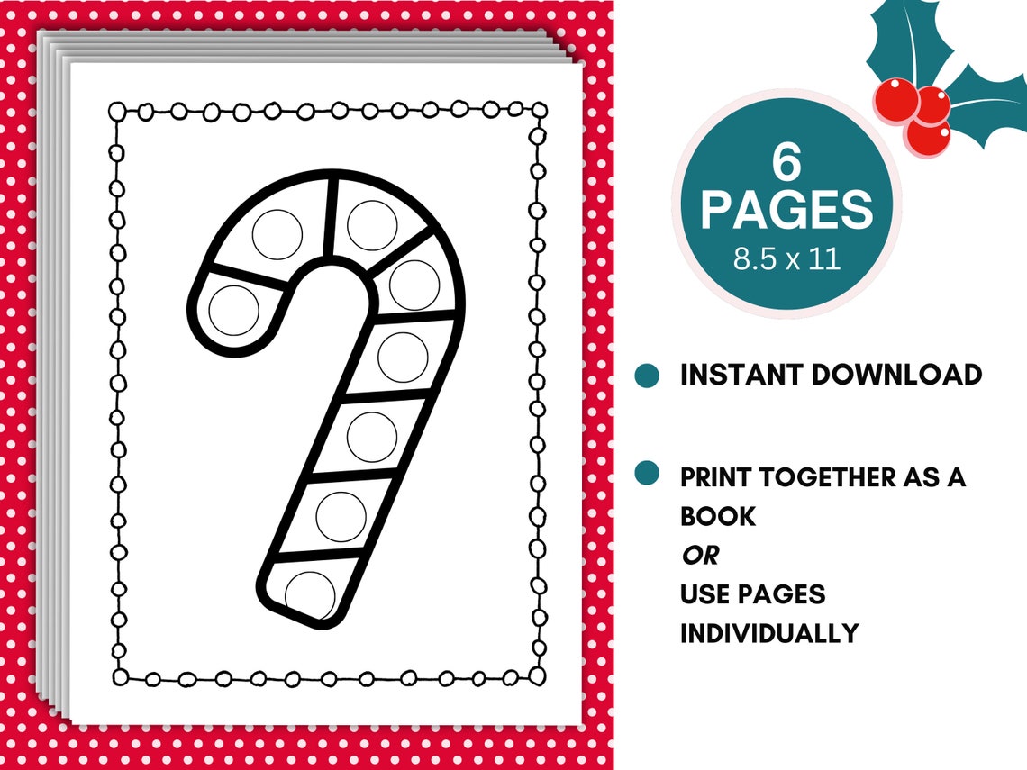 Holiday Dot Art Printable, Christmas Dot Marker Coloring Pages - Etsy