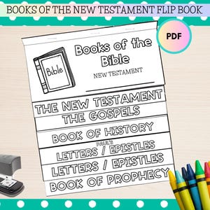 New Testament Books of the Bible Printable Flip Book, Books of the Bible for Kids, Kids Bible Study, Sunday School Craft, VBS