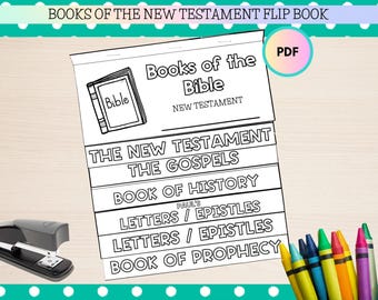 New Testament Books of the Bible Printable Flip Book, Books of the Bible for Kids, Kids Bible Study, Sunday School Craft, VBS