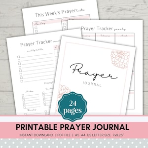 Prayer Journal Printable, Daily Prayer Planner, Prayer List Journal, Bible Planner