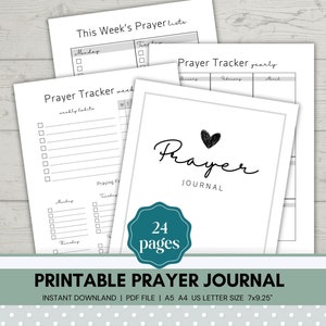 Prayer Journal Printable, Daily Prayer Planner, Prayer List Journal, Bible Planner