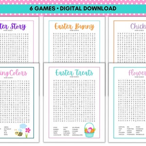 Druckbare Ostern Wortsuchpuzzle Bundle, Familie Frühlingsspiele (Digitaler Download) Bild 2