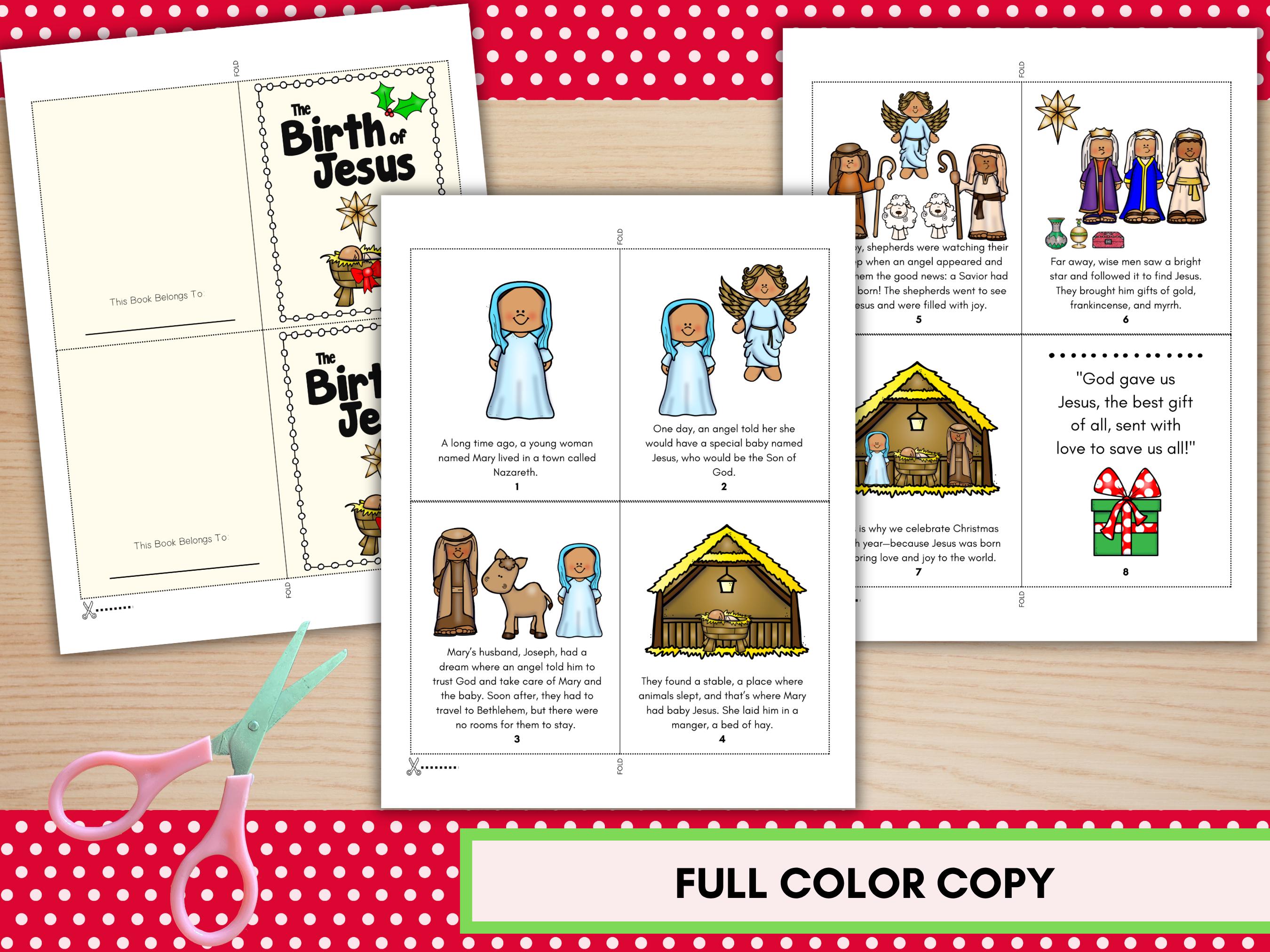 Printable the Birth of Jesus Mini Book for Kids, Nativity Printable ...