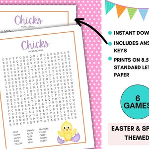 Druckbare Ostern Wortsuchpuzzle Bundle, Familie Frühlingsspiele (Digitaler Download) Bild 3