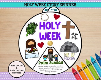 Printable Holy Week Story Spinner Craft, Christian Easter (PDF Download)