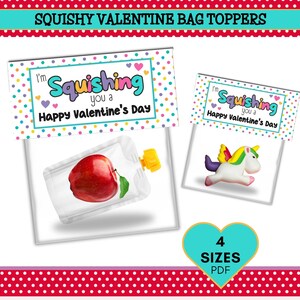 Printable Valentine&#39;s Day Squishy Gift Bag Topper, Squishies Valentine, Non Candy Class Valentine