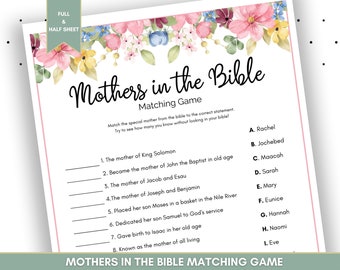Mothers in the Bible Matching Game, Printable Mother's Day Activity (Digital Download)