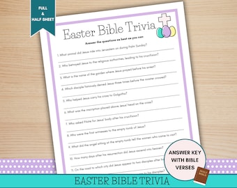 Jeu-questionnaire sur la Bible de Pâques imprimable, activité familiale chrétienne (téléchargement numérique)