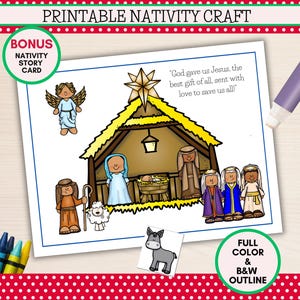 Printable Nativity Craft for Kids, Build a Nativity Craft, Christian Preschool Printable, Sunday School, Homeschool, VBS