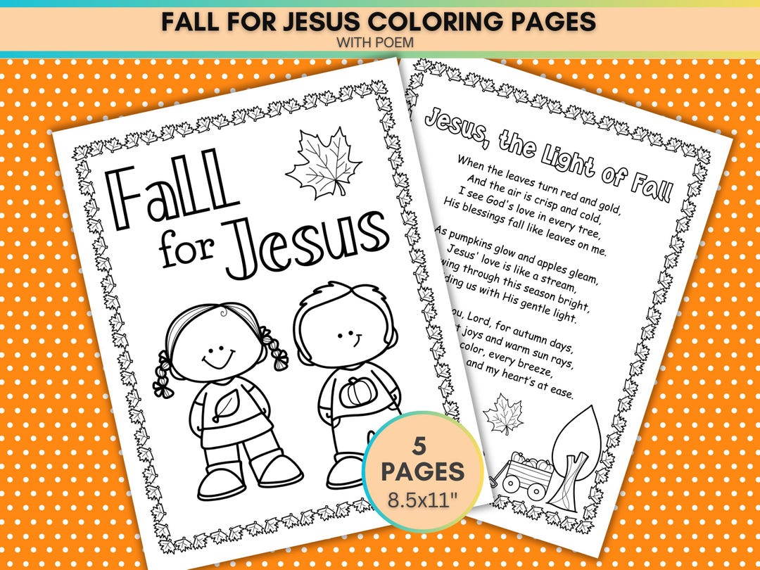 Fall for Jesus Coloring Pages, Christian Poem (digital Download) - Etsy