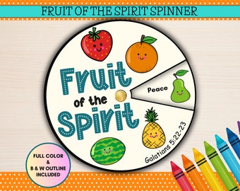 Fruit of the Spirit Spinner, Christian Preschool Craft (Digital Download)