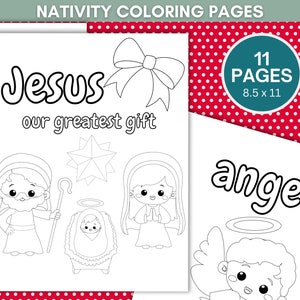 Nativity Coloring Pages, Christmas Coloring Pages, Christmas Story Printables, Nativity Download for Kids, Word practice for kids