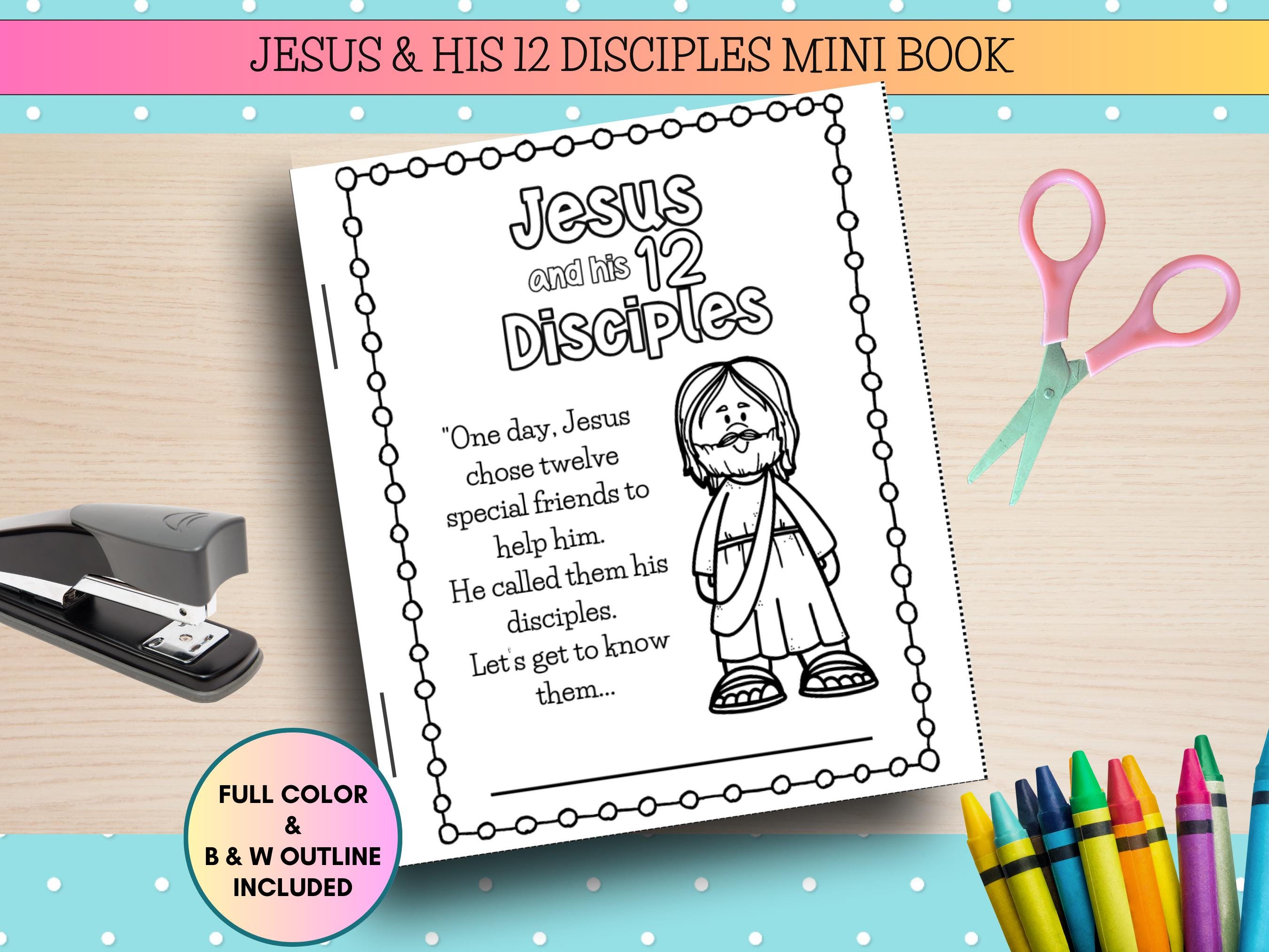 Printable Jesus and His Disciples Mini Book for kids, 12 Disciples Sunday School Craft, Christian Preschool Printables, VBS