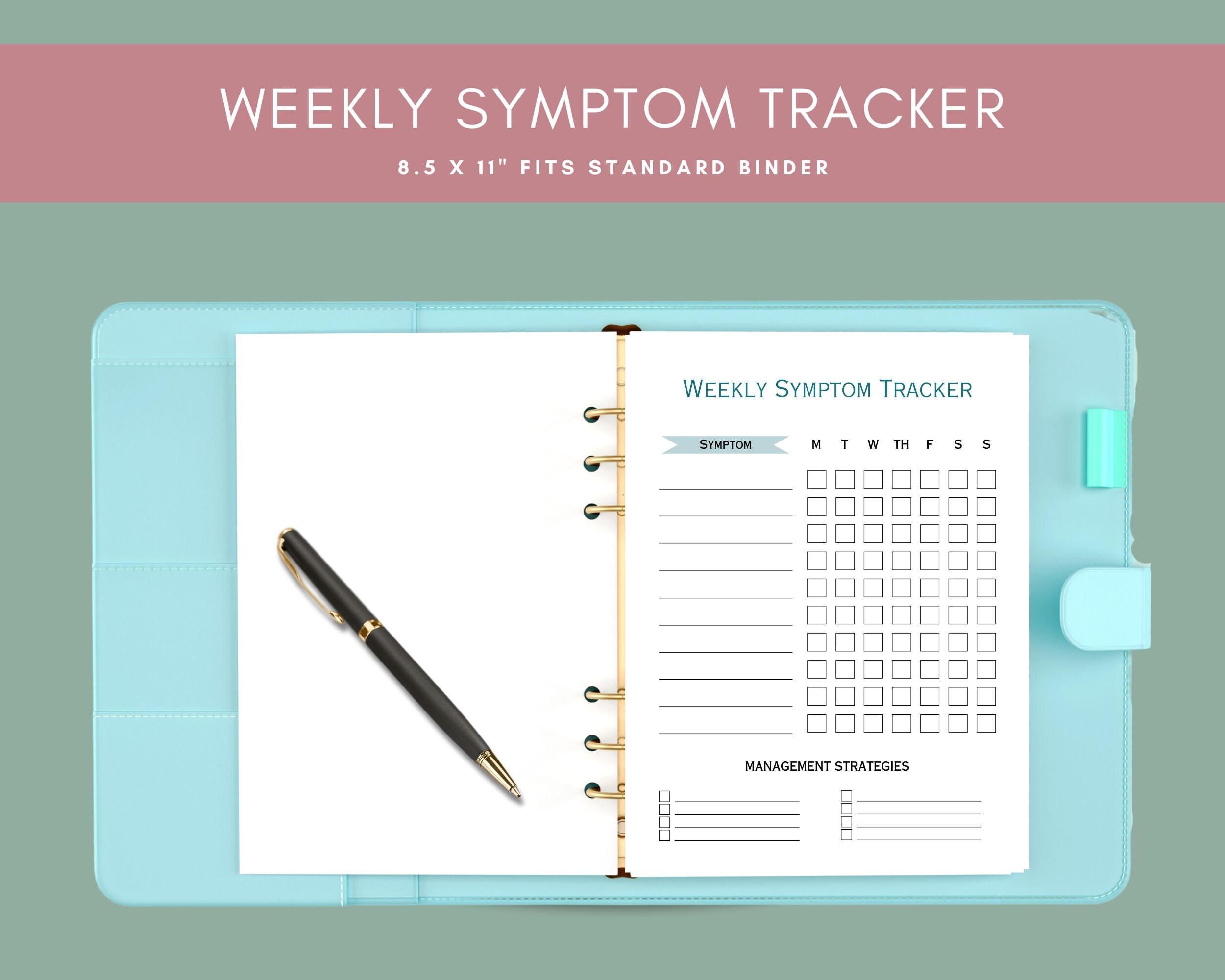 Simple Weekly Symptom Tracker, Printable Symptom Tracker, Weekly Health ...