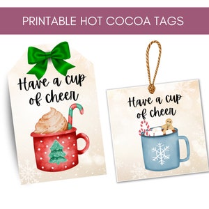Hot Cocoa Tags, Printable Hot Chocolate Tags, Christmas Gift Tags - Etsy