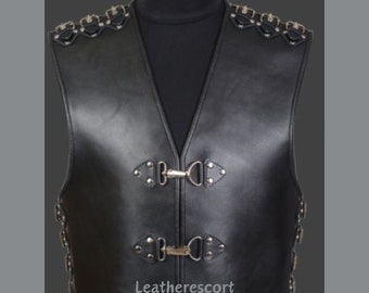 New Men's Motorbike Vest, Thick leather Vest, Biker Vest, Motorcycle Vest Real 3MM Thick Cow Leather Vest
