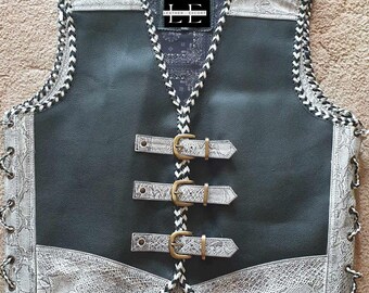 Embossed Python Leather Biker Vest - Handmade Braided Snakeskin