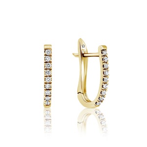 Diamond earrings, Drop earrings, gift for her, 14k-18k Gold, huggies earrings, Minimalist earring, Diamond hoop, Anniversary gift,