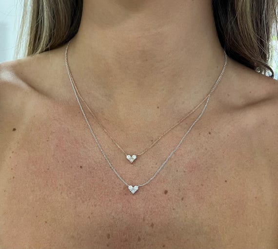 Sterling silver diamond 3 stone heart pendant necklace discount