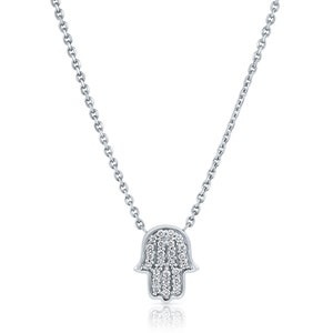White gold Hamsa Gold Necklace, 14k gold Hamsa diamond necklace with diamonds on the pendant Hamsa Hand Ancient symbol Set With Diamonds,
