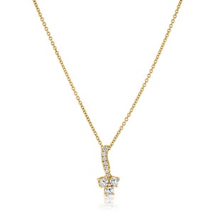 3 diamond necklace, Trio necklace, Anniversary gift, Gold 14K, Diamond solitaire necklace, Three diamonds, Triple diamond necklace, 3 stones