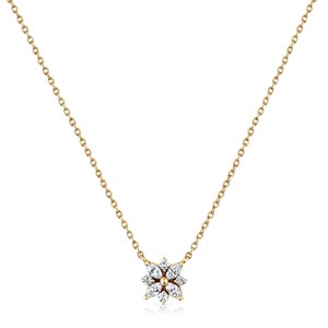 Marquise necklace, Marquise Floral, Flower necklace, flower style, Gold 14K, Engagement gift, Marquise cut Diamond, Marquise diamond, Floral