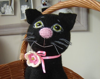 Peluche chat noir, peluche chat réaliste, peluche personnalisée chat noir en peluche soutien émotionnel