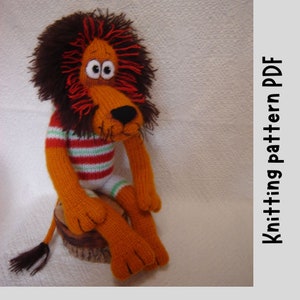 Knitting pattern lion plush for lion baby shower, knit lion toy as a gift for a boy who loves African animals, stuffed  lion , knitted lion