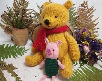 Plush Winnie the Pooh and Piglet Stuffed Toys for Baby First Birthday Gift