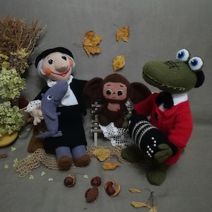 Plush Crocodile with Accordion, Stuffed Handmade Toys, Knitted Toys, Gift for Girls Boys, Collectors Animal Figures
