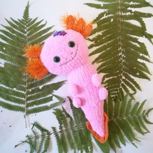 Pink axolotl plush, Knitting axolotl toy, cute axolotl,  Kawaii amigurumi axolotl gift, cuddler toy, axolotl charm