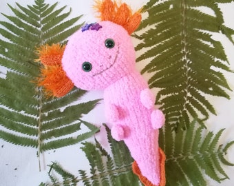Pink axolotl plush, Knitting axolotl toy, cute axolotl,  Kawaii amigurumi axolotl gift, cuddler toy, axolotl charm