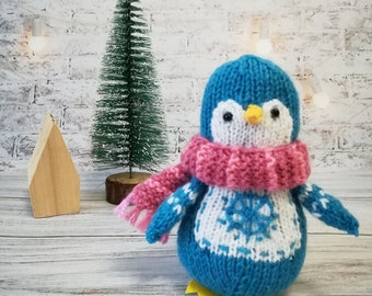 Penguin knitting pattern to create a pocket penguin amigurumi penguin for children, winter decor, Christmas tree ornament, DIY Penguin Gift