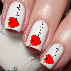Heart Beat Nail Art Decal Sticker