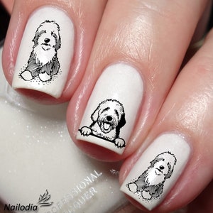 Old English Sheepdog Puppy Nail Art Decal Sticker