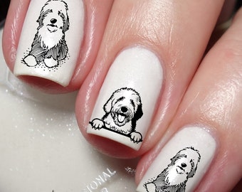 Old English Sheepdog Puppy Nail Art Decal Sticker