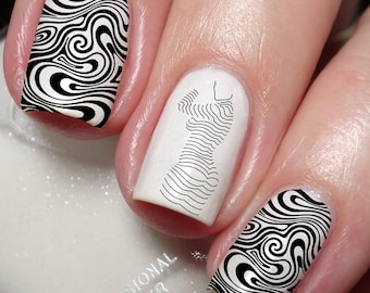 Lady Linework Nail Art Decal Sticker