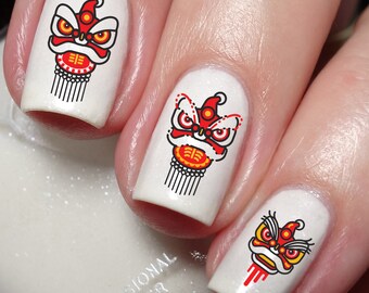 Chinese Lion Dance Nail Art Decal Sticker