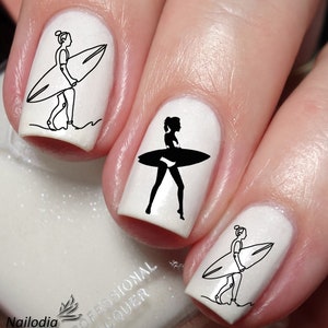 I Love Surfing Nail Art Decal Sticker