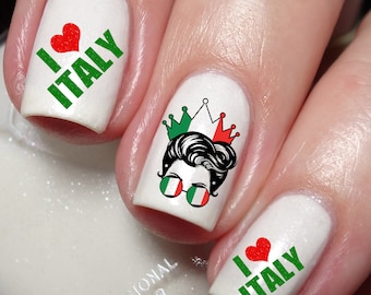 I Love Italy Nail Art Decal Sticker