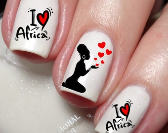 I love Africa Nail Art Decal Sticker