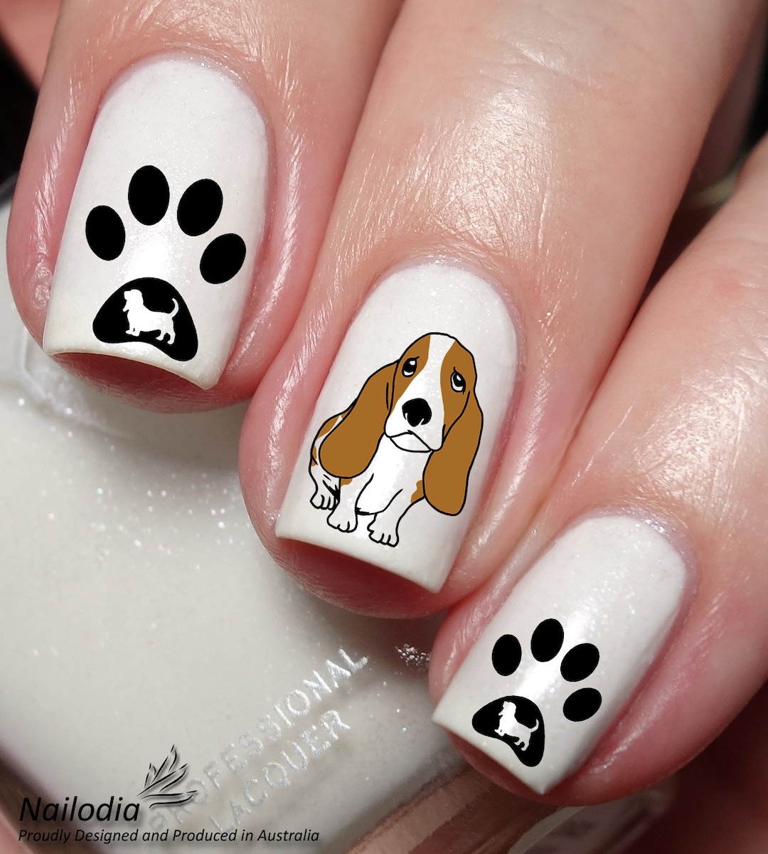 Curated visual reference: Fresh Look at Basset Hound Dog Nail Art Decal Sticker