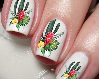 Sticker nail art jardin botanique tropical
